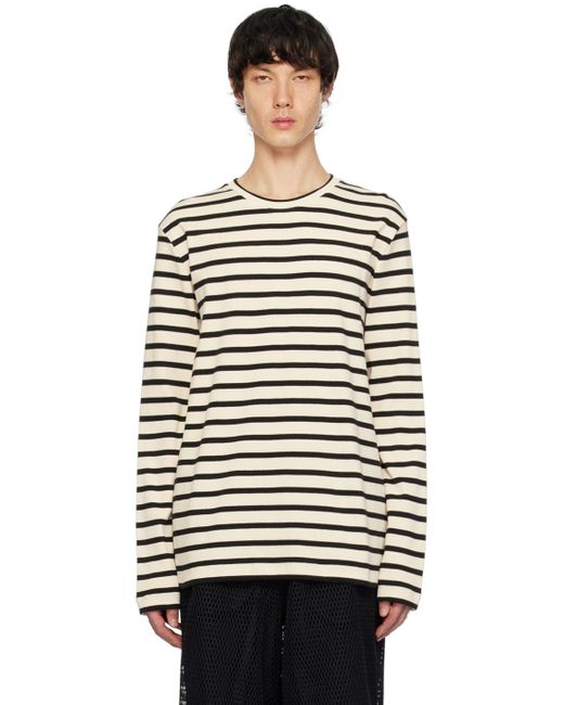 Jil Sander Off-white & Black Striped Long Sleeve T-shirt for men