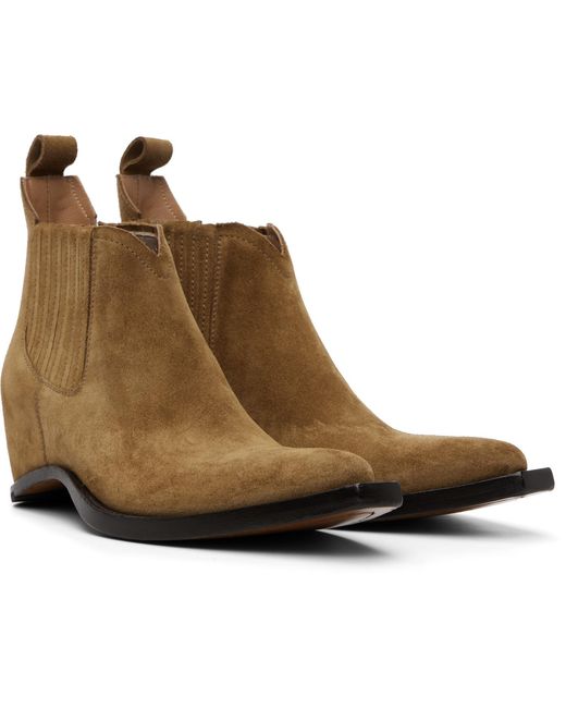Maison Margiela Brown Tan Heel-Less Western Chelsea Boots