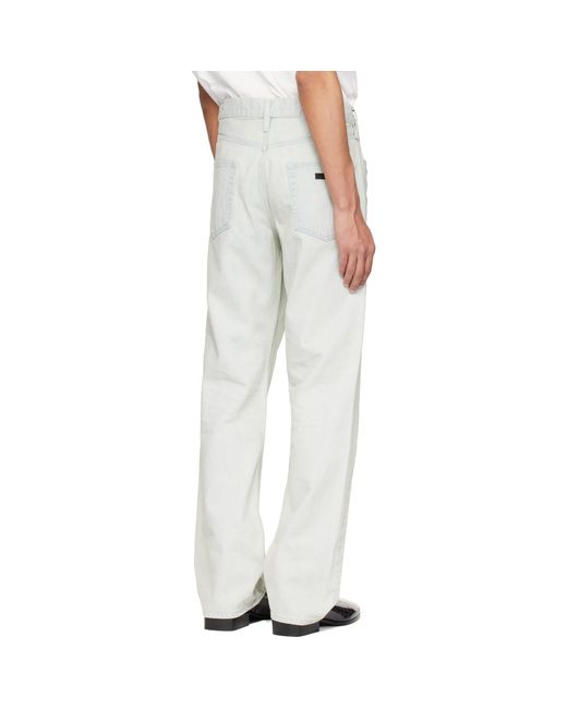 Fear Of God Gray Bleach Washed Denim Straight 5 Pocket Jeans for men