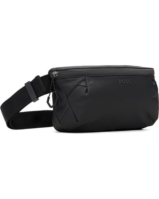 Boss Black Reflective Trim Belt Bag for men