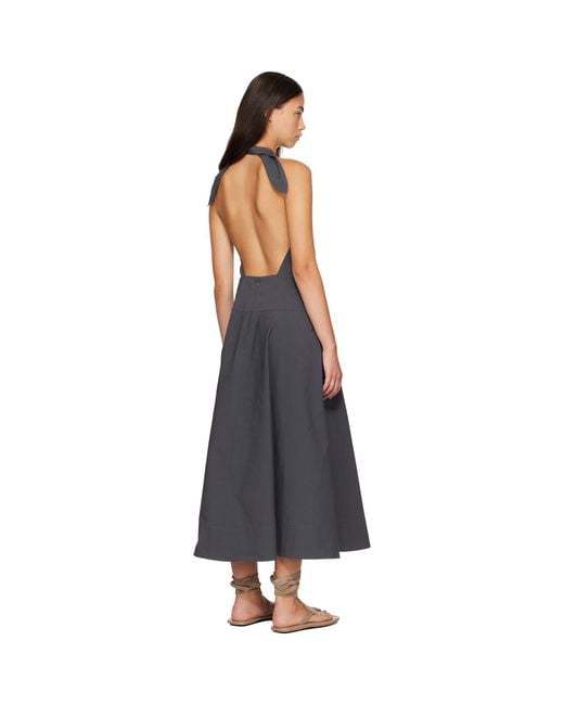 St. Agni Black Halter Circle Hem Midi Dress