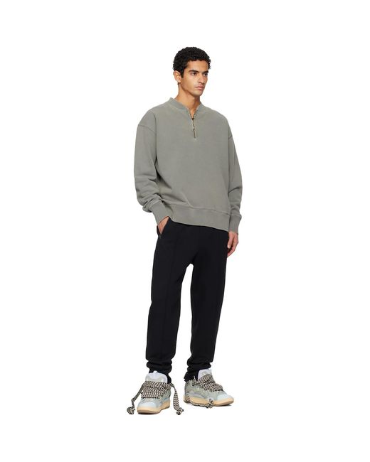 Lanvin Black Leather Curb Sneakers for men