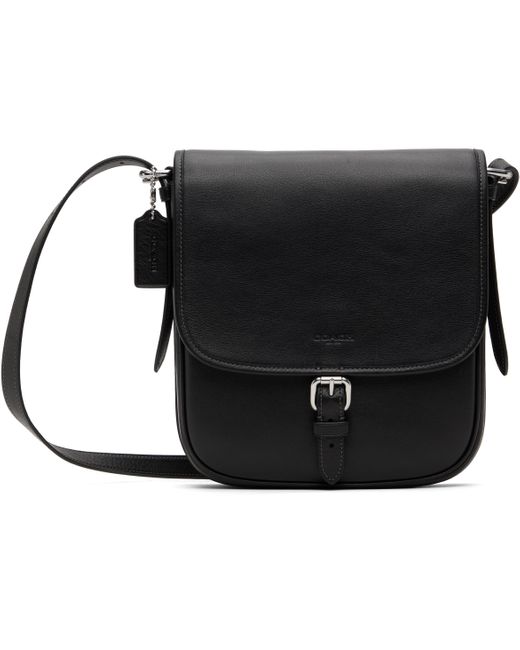 COACH Black Hitch Flap Crossbody Bag for men