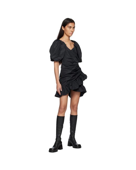 MSGM Black Ruffled Mini Dress