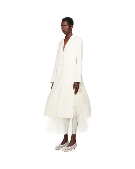 Simone Rocha White Ssense Exclusive Bridal Capsule Cut-Out Bow Detail Coat