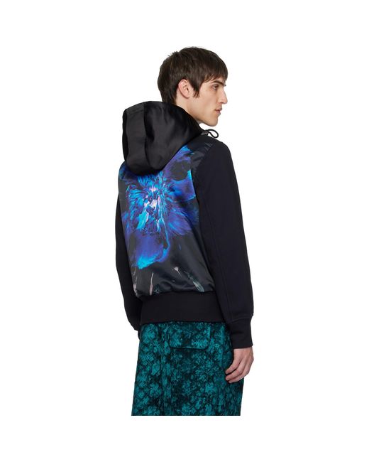 Dries Van Noten Blue Printed Hoodie for men
