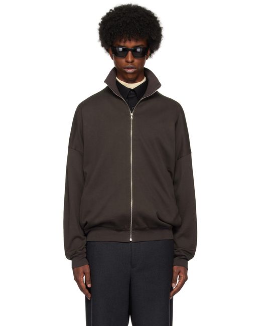 Auralee Black Super High Gauge Zip Sweatshirt for men