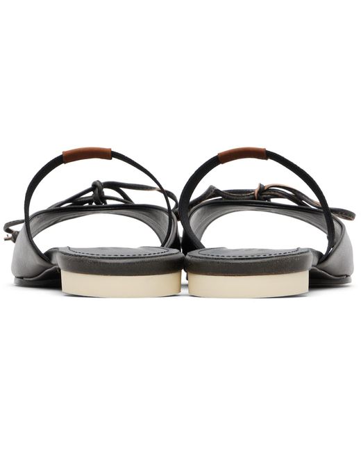 MM6 by Maison Margiela Black Bow-Detailed Leather Slingback Sandals