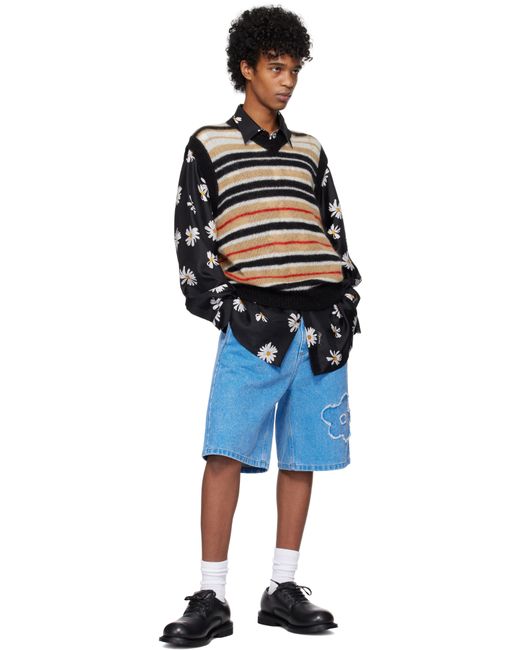 Short Bleu En Denim À Appliqué Floral Marni pour homme en coloris Blue