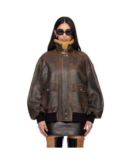 Khaite Brown Sandor Leather Jacket