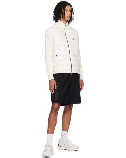 Moncler White Off- Quilted Down Cardigan for men