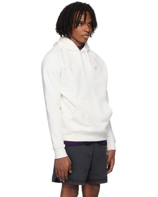Nike White Embroidered Hoodie for men