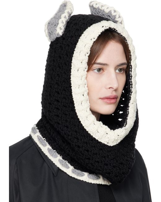 Marni Black Off- Wool Ears Balaclava