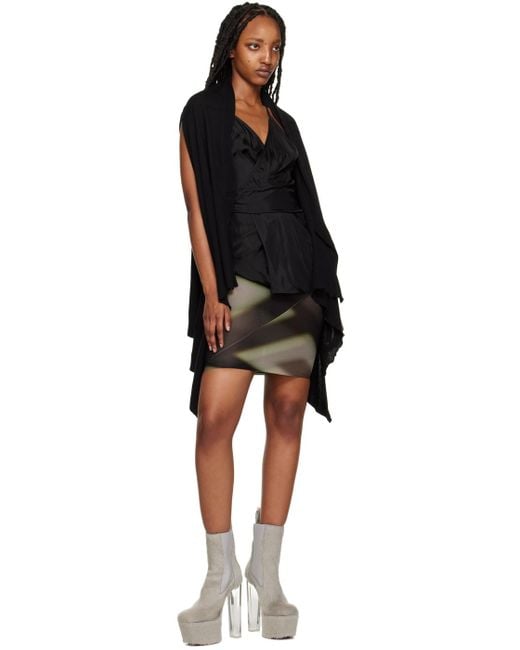 Rick Owens Black & Taupe Plaid Miniskirt