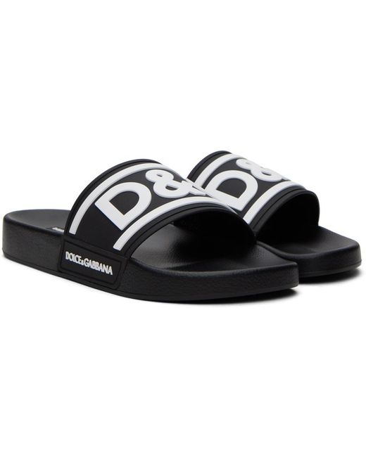 Sandales de plage à enfiler noires Dolce & Gabbana pour homme en coloris Black