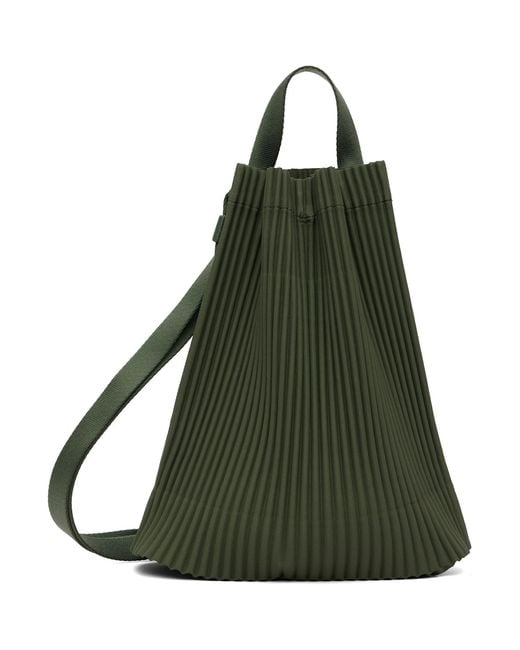 Homme Plissé Issey Miyake Green Drawstring Pleats Bag for men