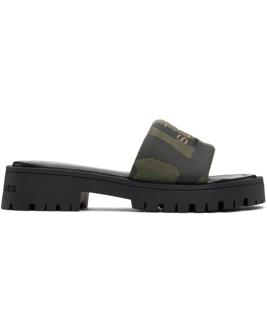 Marc Jacobs カーキ 'The Camo Jacquard Lug Sole Slide' サンダル Black