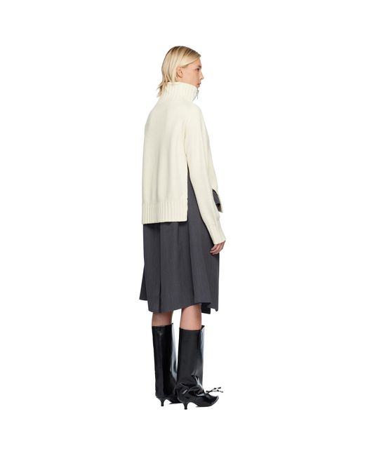 Sacai Black Off- Stripe Doeskinwool Knit Midi Dress