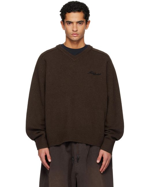 Acne Black Wool V-Neck Sweater for men