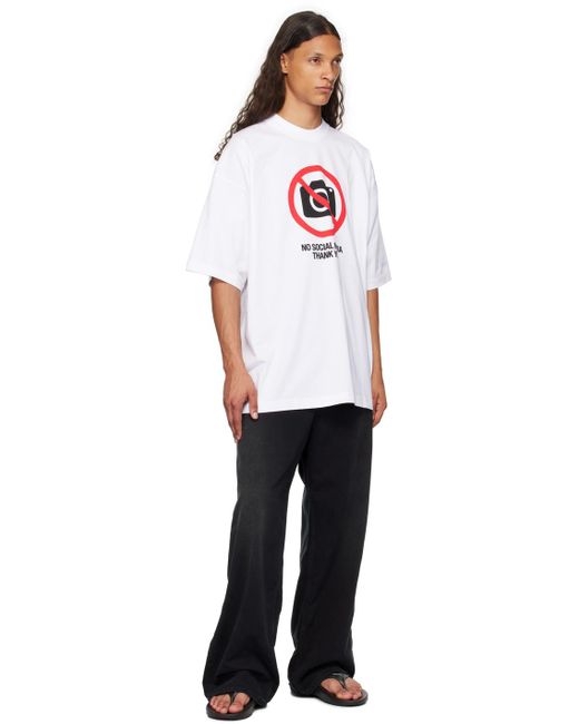 【VETEMENTS】ホワイト No Posts レギュラー Tシャツ VETEMENTS White 'No Posts' Regular T-shirt Vetements