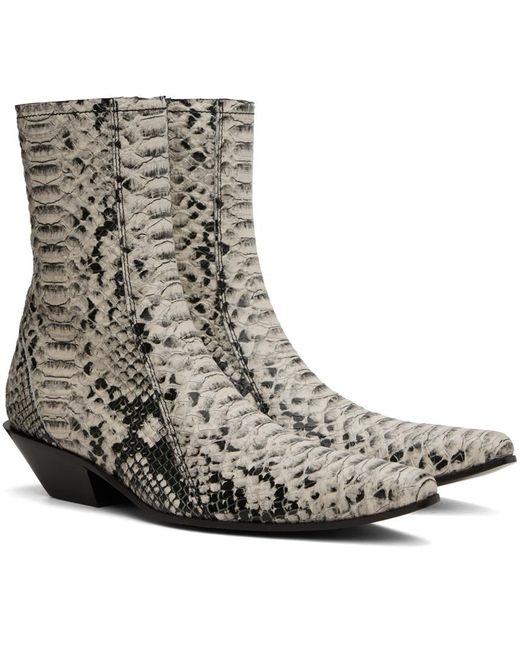 Acne Brown Beige Snake Ankle Boots