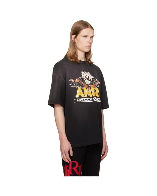 Amiri Black Hollywood' Eagle Skate T-Shirt for men