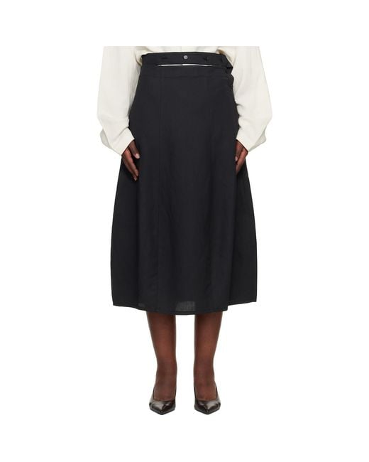 Studio Nicholson Black Orcha Midi Skirt