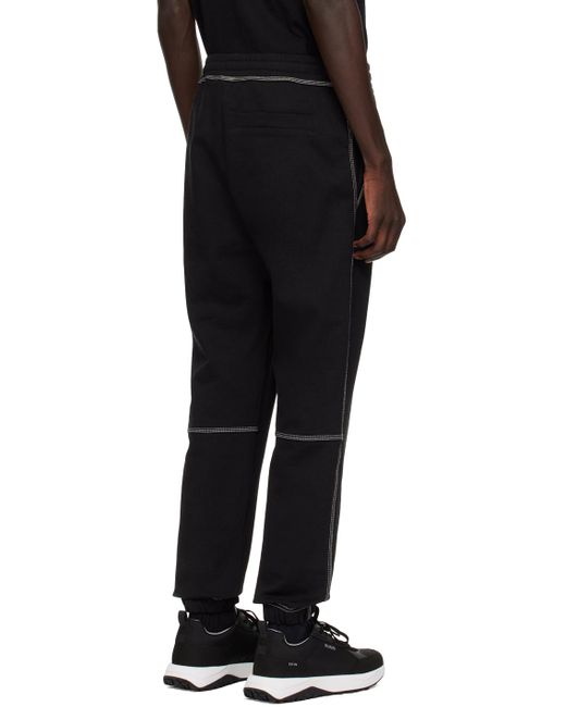 HUGO Black Embroidered Sweatpants for men