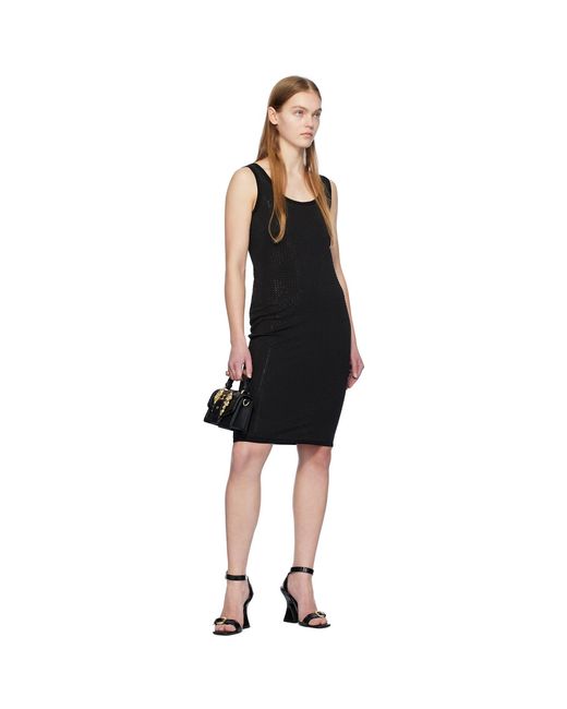 Versace Jeans Couture Black Crystal-cut Midi Dress