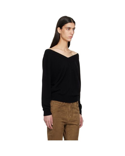 Tom Ford Black Cashmere Off The Shoulder Knit Sweater
