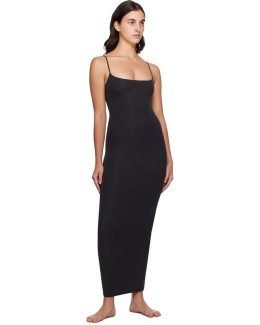 Skims Black Fits Everybody Long Slip Maxi Dress | Lyst