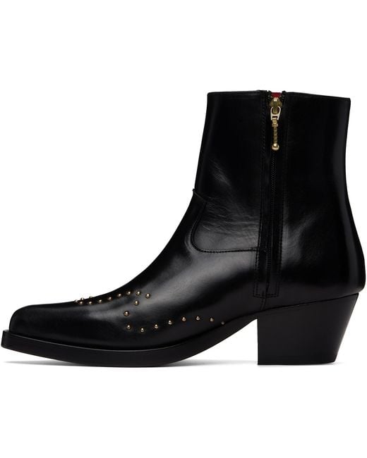 Ernest W. Baker Black Studded Western Boots for men