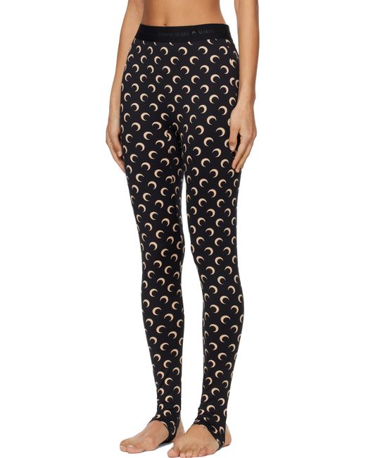 MARINE SERRE Black Recycled Moon Jersey Stirrup Leggings