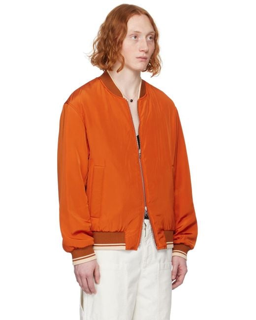 Dries Van Noten Orange Reversible Bomber Jacket for men