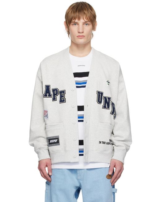 Aape By A Bathing Ape White Multi-Logo Button Down Cardigan for men