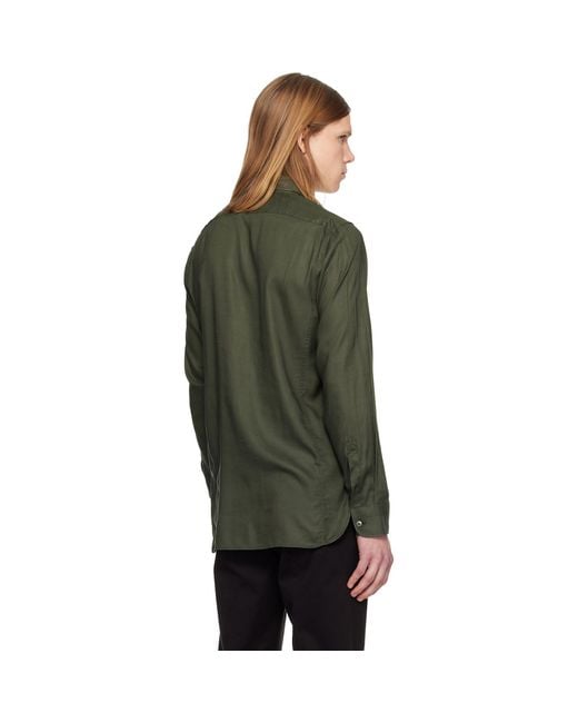 Tom Ford Black Khaki Fluid Gabardine Slim Fit Shirt for men