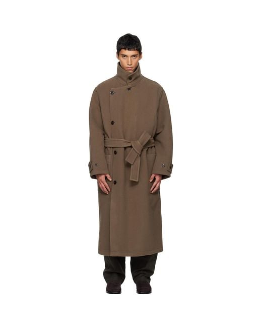 Lemaire Black Wrap Coat for men