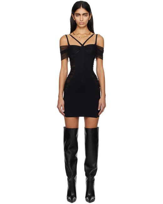 Robe courte noire à fronces Mugler en coloris Black