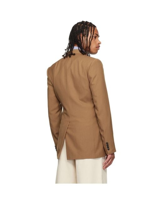 Dries Van Noten Brown Tan Regular Fit Wool Blazer for men