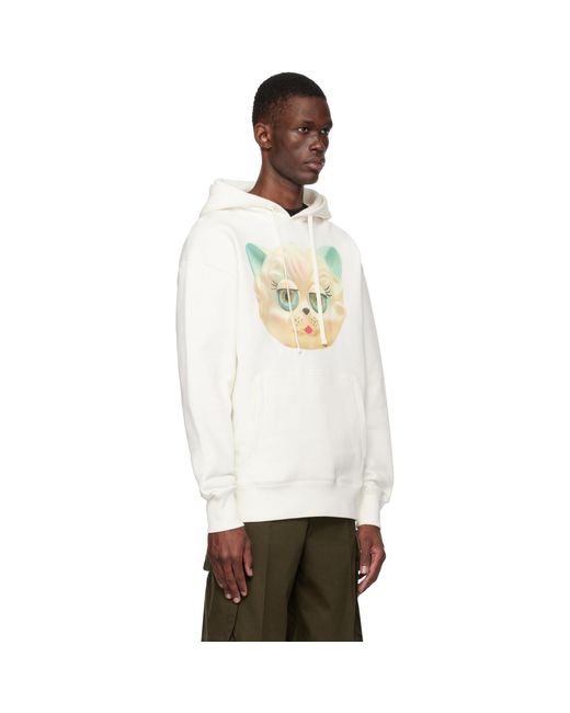 Valentino Natural Cotton 'Le Chat De La Maison' Print Hoodie for men