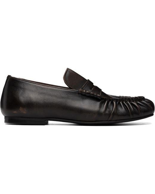 Alohas Black Aven Vintage Effect Leather Loafers