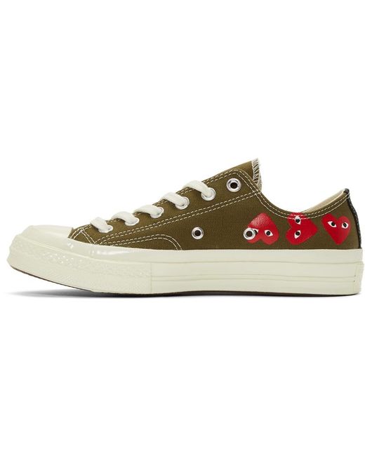 Comme Des Garcons Play キャンバス Converse Edition カーキ マルチプル ハート Chuck 70 ロー スニーカー メンズ カラー ナチュラル メンズ Lyst
