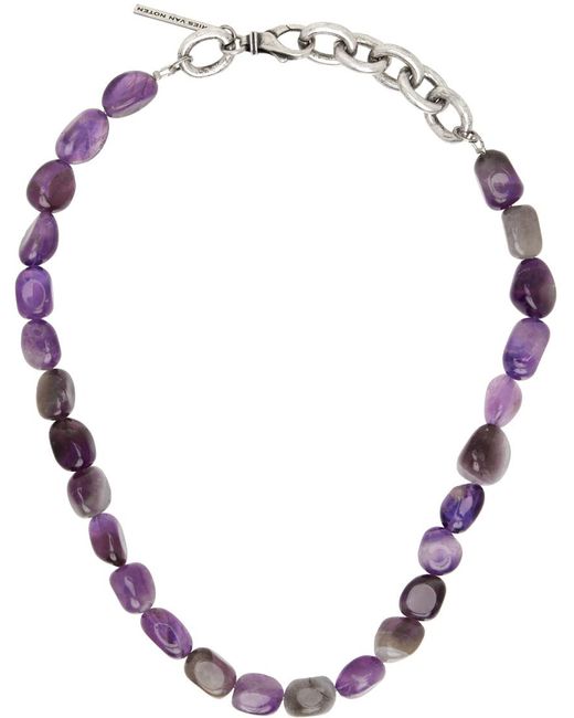 Dries Van Noten Metallic Purple Stone Necklace for men