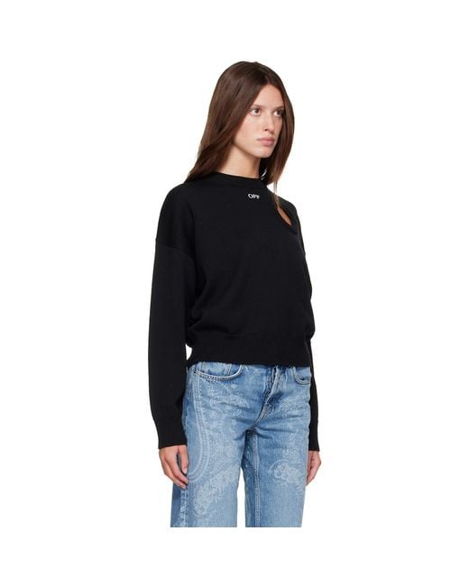 Off-White c/o Virgil Abloh Black Meteor Knit Crop Crew Sweater