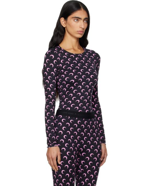 MARINE SERRE Blue Recycled Moon Jersey Long Sleeve T-Shirt