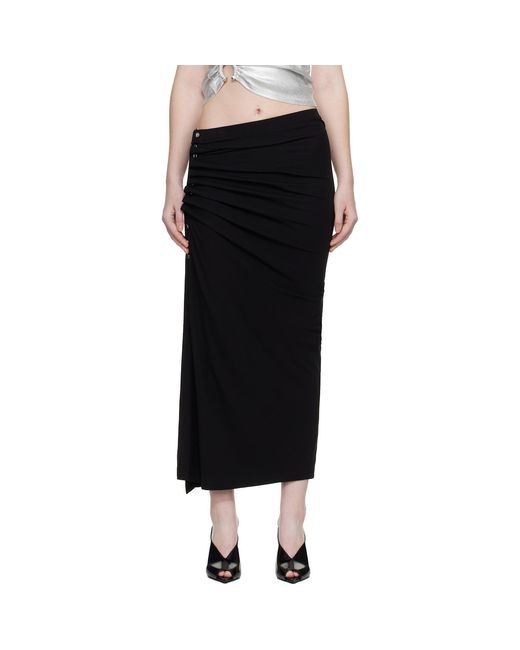 Rabanne Black Draped Midi Skirt