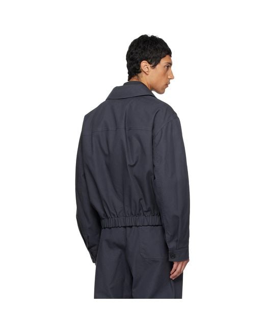 Lemaire Blue Boxy Blouson Jacket for men