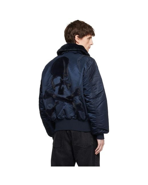 MASTERMIND WORLD Blue Alpha Industries Edition B-15 Flight Reversible Bomber Jacket for men