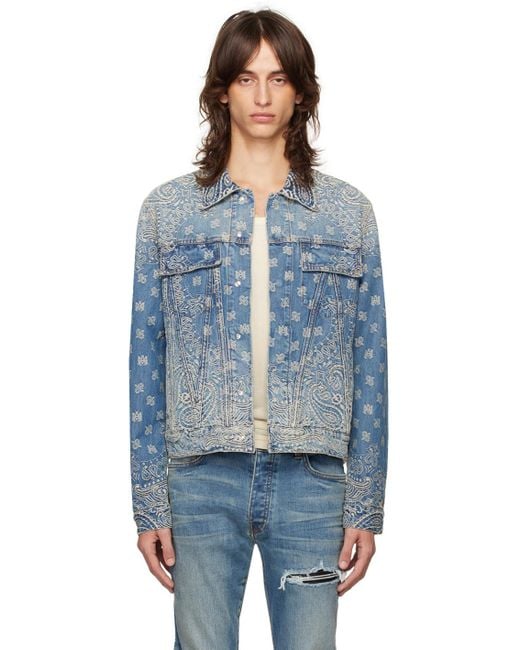 Amiri Black Bandana Jacquard Ma Denim Jacket for men