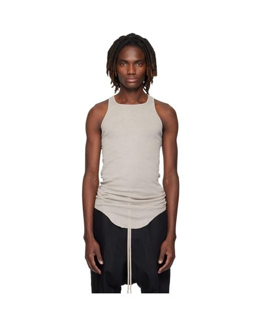 Rick Owens Black Off- Temple Basic Rib Tank Top for men